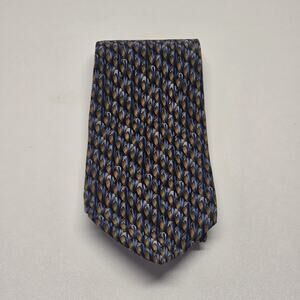 Jimmy V Micheal Cirvavolo Collection Men's Silk Tie Abstract Blue Brown Necktie